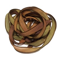 Image 2 of 1PC. HARVEST 42" hand dyed wrist wrap bracelet silk ribbon/by COLOR KISSED SILK