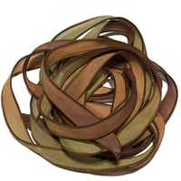 Image 5 of 1PC. HARVEST 42" hand dyed wrist wrap bracelet silk ribbon/by COLOR KISSED SILK