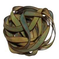 Image 4 of 1PC. CHAMELEON  42" hand dyed wrist wrap bracelet silk ribbon/by COLOR KISSED SILK