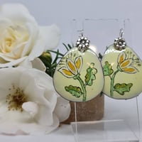 Image 2 of Enamel and Silver Hand painted Earrings - (SJ029)