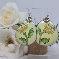 Image 3 of Enamel and Silver Hand painted Earrings - (SJ029)