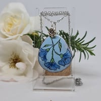 Image 1 of Enamel and Silver Hand painted Pendant Morning Glory - (SJ031)