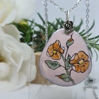 Image 2 of Enamel and Silver Hand painted Pendant Rose - (SJ032)