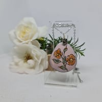 Image 3 of Enamel and Silver Hand painted Pendant Rose - (SJ032)
