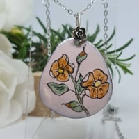 Image 1 of Enamel and Silver Hand painted Pendant Rose - (SJ032)