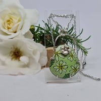 Image 1 of Enamel and Silver Hand Painted Pendant Daisy - (SJ033)