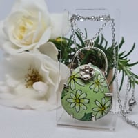 Image 2 of Enamel and Silver Hand Painted Pendant Daisy - (SJ033)
