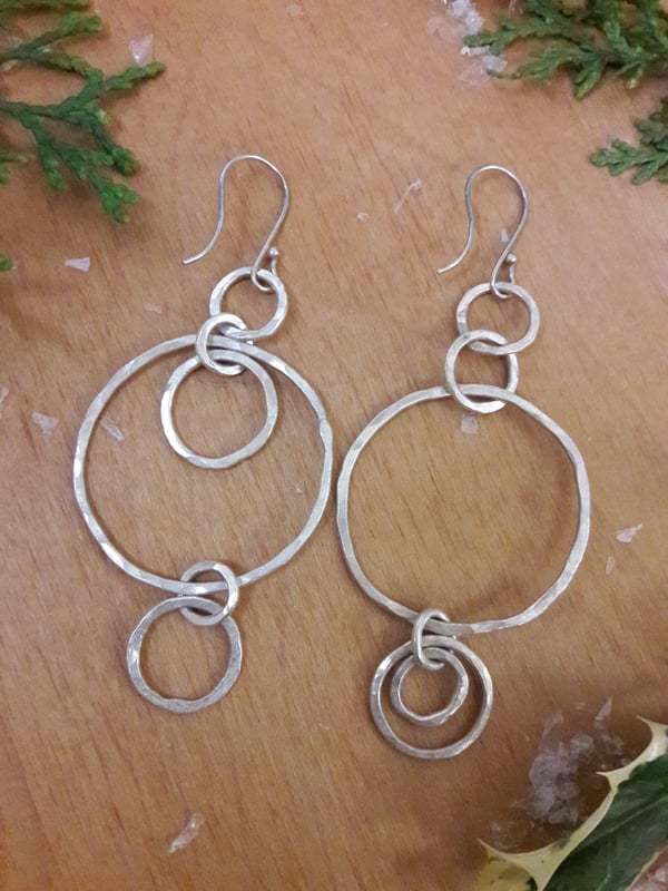 Image of 7JY Fine silver asymmetrical earrings 