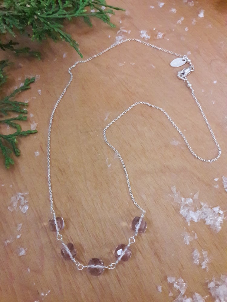Image of 4NW Lavender amethyst cubes on fine sterling chain 
