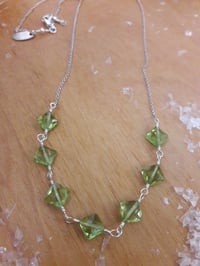 Image 3 of 4NZ Delicate sterling necklace with fine peridot squares