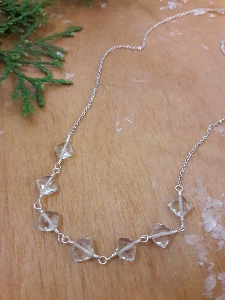 Image of 4XH Green amethyst gems on sterling chain