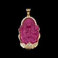 Image 1 of 10 K Praying Kuan Yin Buddha Pendant (Particially Iced) 