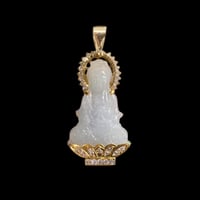 Image 1 of 10 K Gold Bold Kuan Yin Buddha Pendant (Particially Iced) 
