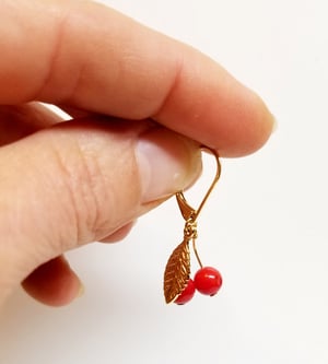 Image of Les Cerises - *NEW* - Boucles Branche - Plaqué Or et Doré Or Rose