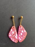 Butterfly Wings Neon Pink 18k gold plated Stainless steel 