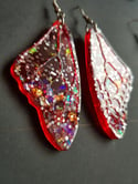 Butterfly Wings Earrings Deep Red Iris