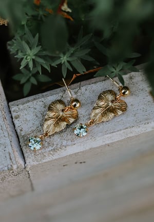 Image of Gold Crystal Leaf Studs