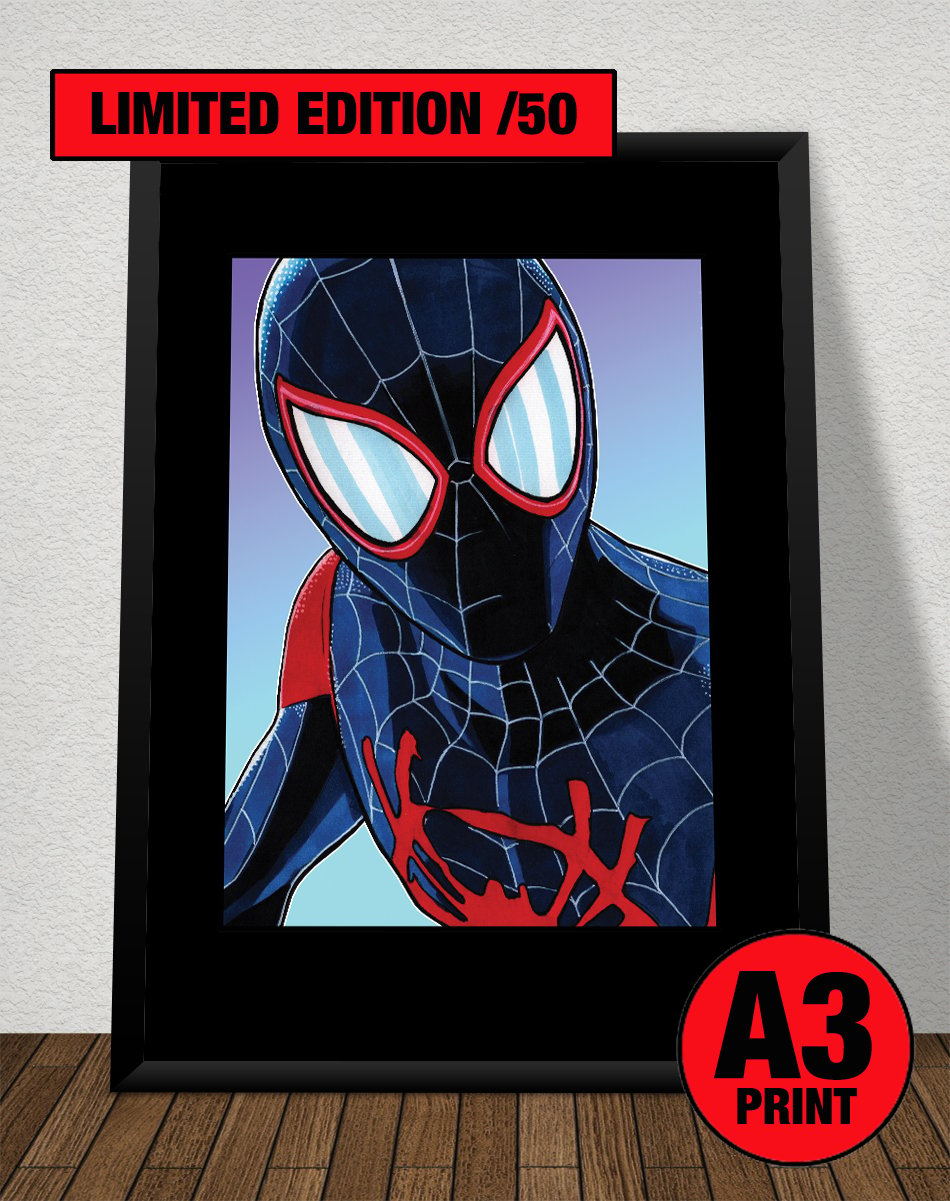 Spider-Man 'Miles Morales' A3 Print (16' x 12') Signed & Numbered Limited Edition of 50 Prints Comic