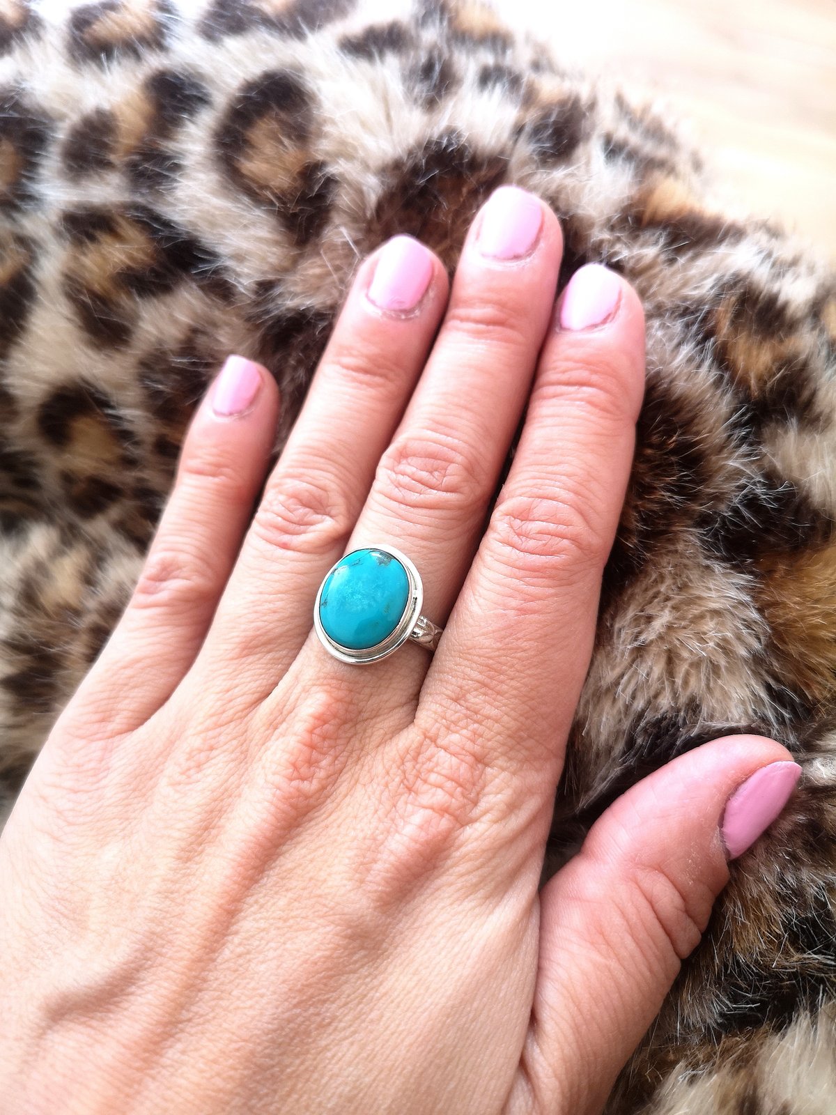 Image of Bague turquoise du tibet - taille 58 - ref. 9382