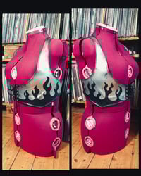 Image 1 of Silver vest with black flames M/L