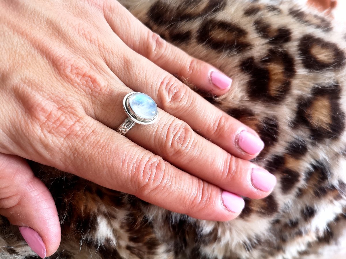Bague pierre de lune argent réglable Bague pierre de lune argent réglable