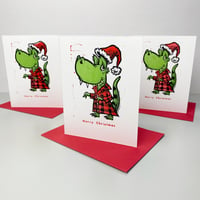 Christmas Morning T-rex Christmas Card