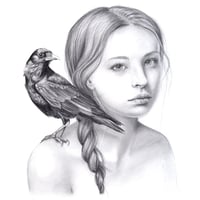 WHAT THE CROW TELLS HER original pencil drawing