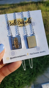 Stainless Steel San Judas Tadeo Necklace with Prayer