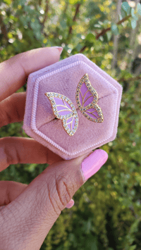 Image 1 of Purple and White Butterfly Adjustable Ring 