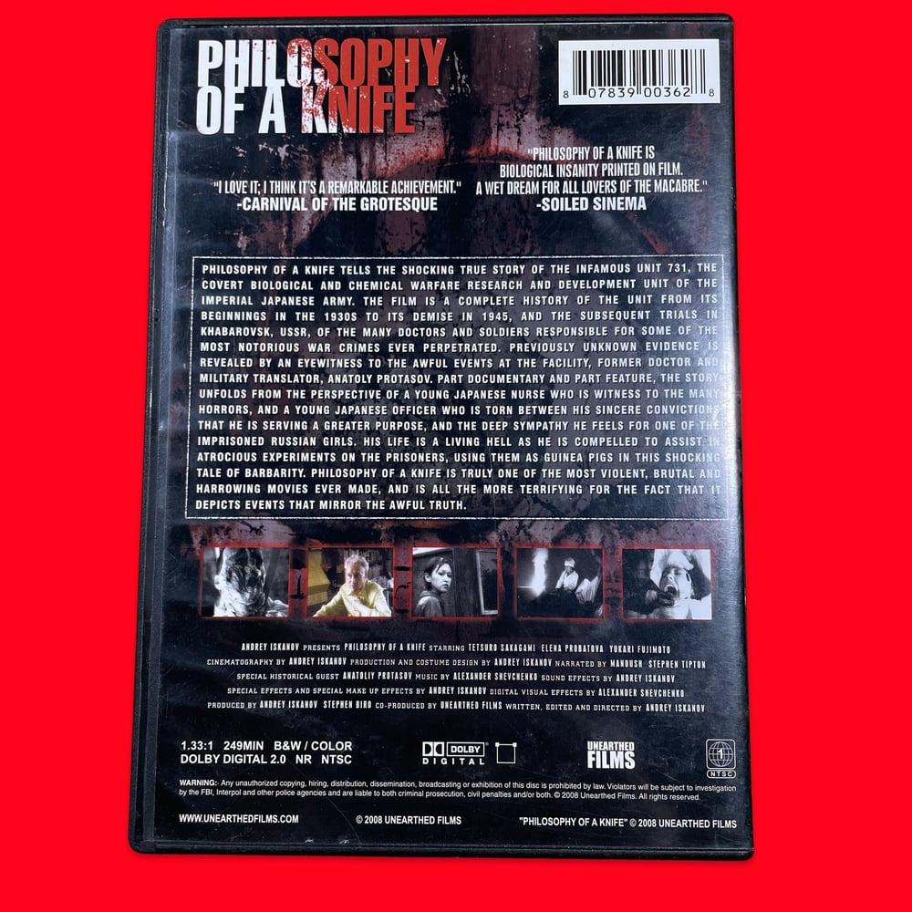 DVD: Philosophy of a Knife - Ultra Rare Horror Gore Macbre Documentary by Andrey Iskanov  
