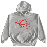 Image 1 of "Hayward West" in Athletic Grey Hoodie With Red
