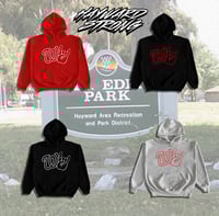 Image 2 of "Hayward West" in Athletic Grey Hoodie With Red