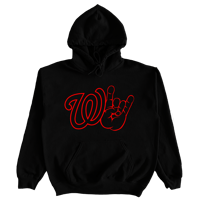 Image 1 of "Hayward West" in Black Hoodie With Red