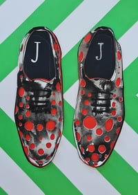 Image of Red Polka Dot shoes with chevron - A4 Artist's Giclee A4 Print