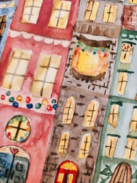 Image 2 of Christmas Village Houses -Watercolor Painting 