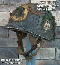 Image 5 of WWII M2 101st Airborne 506th Helmet Front Seam INLAND/Firestone Paratrooper Liner D-Day NCO