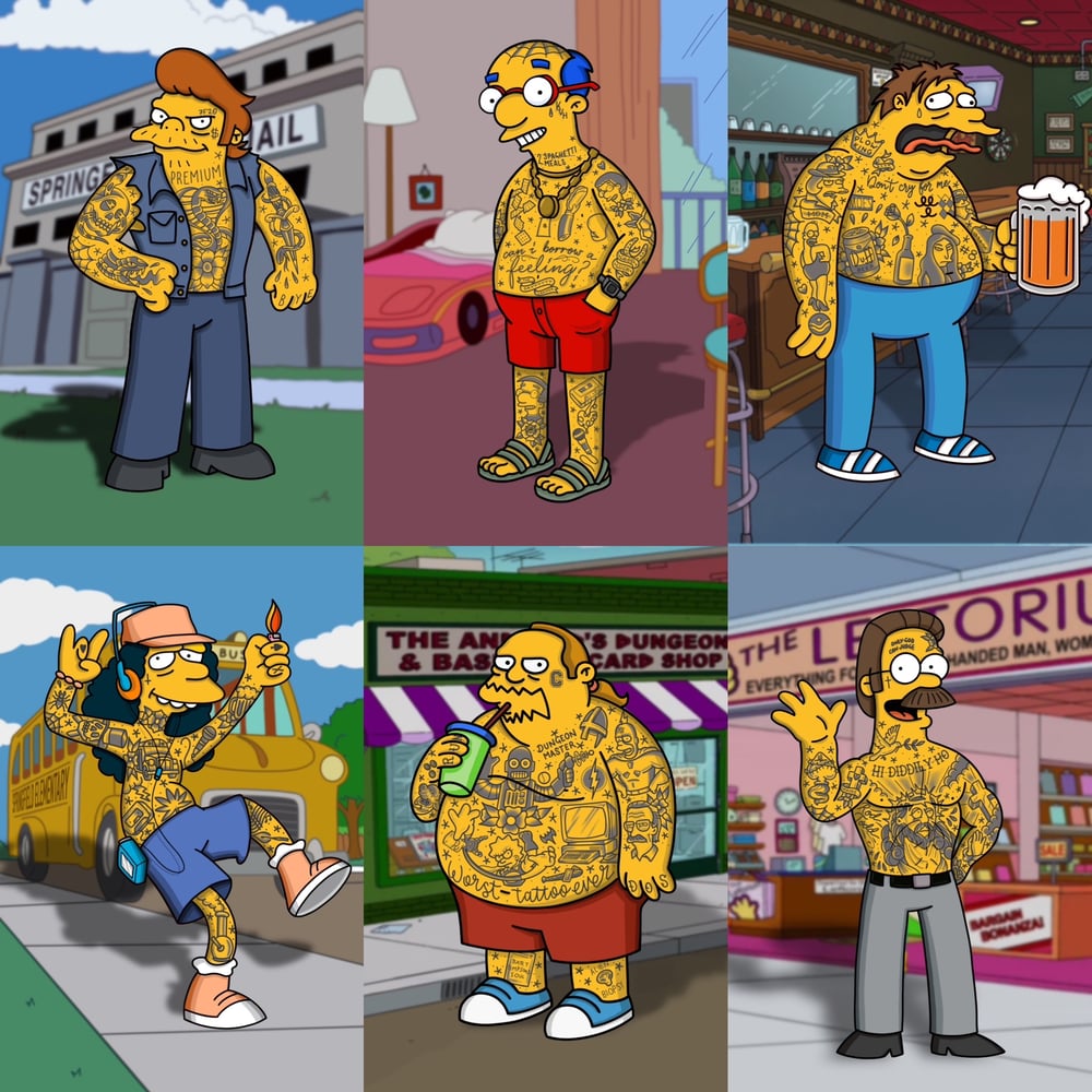 Image of Tattooed Simpsons A4