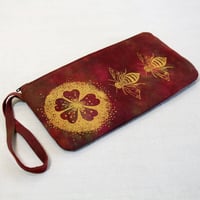 Image 1 of Pollination  fuschia - wristlet zipper purse