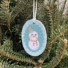 Snowman Illustrated Ceramic Ornament