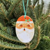 Santa Hand Illustrated Ceramic Christmas Ornament