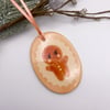 Gingerbread Hand Illustrated Ceramic Christmas Ornament