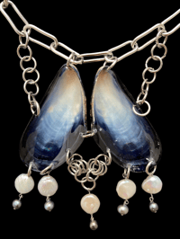 Image 2 of Blue mussel seashell necklace 