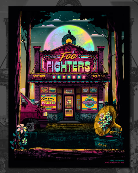 Image of Foo Fighters - Australian tour screenprint (Perth) – ultra limited rainbow foil variant!