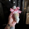 Victorian Mourning Rabbit's Foot - Pink Bow