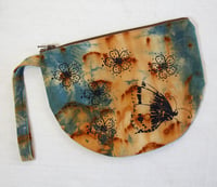 Image 1 of Butterfly rust and indigo - half moon wristlet zipper purse