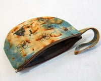 Image 2 of Butterfly rust and indigo - half moon wristlet zipper purse