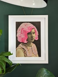 Image 1 of Pretty in pink, embroidered photo print 