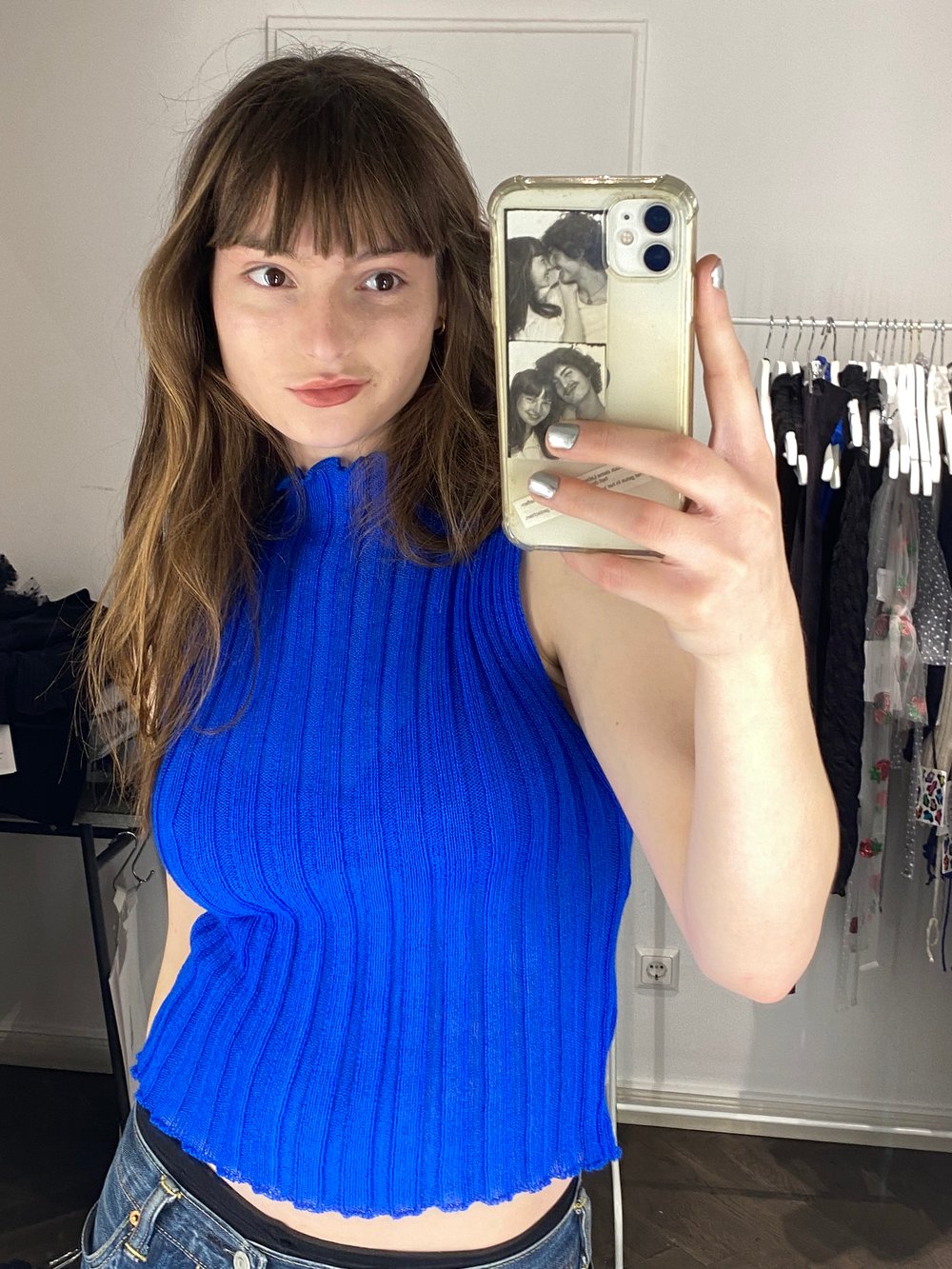  Merino knitted top electric blue