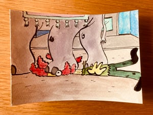 Image of "Surely There’s No Harm Laying In The Middle Of A Public Street?" Original Watercolour Painting