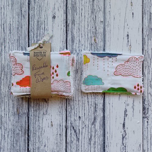 Image of 4 Reusable Face Wipes- Bright and Cheerful Prints